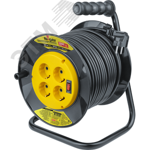 Удлинитель силовой NPE-R-04-30-E-3x1.5 на пластиковой катушке с термовыключателем 4 гнезда с/з 30м ПВС 3х1,5 3500 Вт IP20 - фото 2