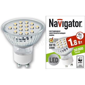 Лампа LED 1.8вт 230в,GU10,тепло-бел.Navigator
