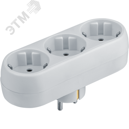 Тройник на 3 гнезда в ряд с заземлением 94 672 NAD-L-3E-WH - фото 1