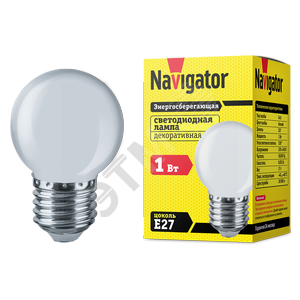 Лампа светодиодная LED 1вт Е27 белый шар (61243 NLL-G45)