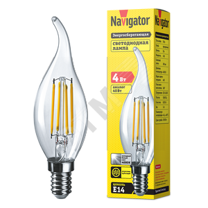Лампа светодиодная LED 4вт Е14 белый свеча на ветру FILAMENT (61341 NLL-F-FC35)