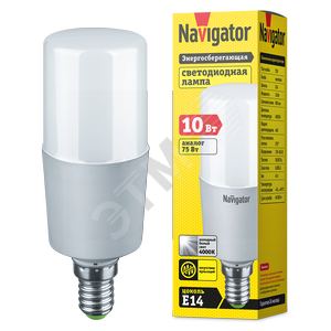 Лампа светодиодная LED 10вт Е14 белый матовая цилиндр (61469 NLL-T39)
