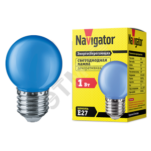 Лампа светодиодная LED 1вт Е27 синий шар (71829 NLL-G45)