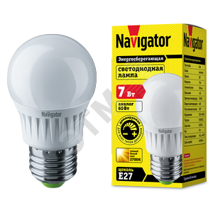 Лампа светодиодная LED 7вт Е27 диммируемая теплый шар (94377 NLL-G45)