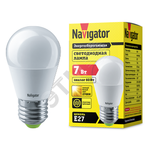 Лампа светодиодная LED 7вт E27 теплый шар (94467 NLL-G45)
