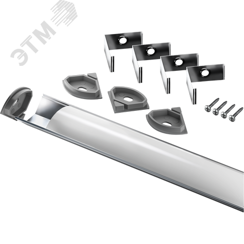 Профиль угловой алюминиевый 2м матовый экран 4 заглушки 4 крепежа для светодиодных лент NPR-05-SET - фото 1