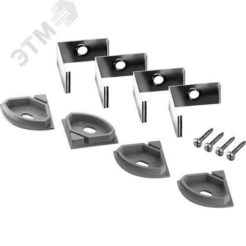 Профиль угловой алюминиевый 2м матовый экран 4 заглушки 4 крепежа для светодиодных лент NPR-05-SET - фото 2