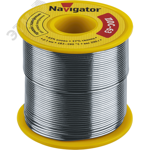 Изображение товара Припой NEM-Pos05-63K-1-K200 (ПОС-63, катушка, 1 мм, 200 гр) Navigator (шт)