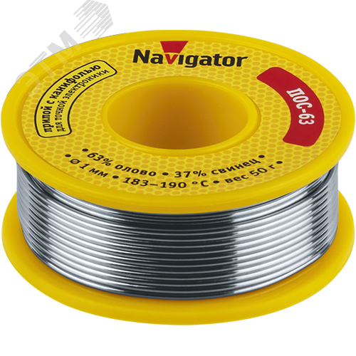 Изображение товара Припой NEM-Pos05-63K-1-K50 (ПОС-63, катушка, 1 мм, 50 гр) Navigator (шт)