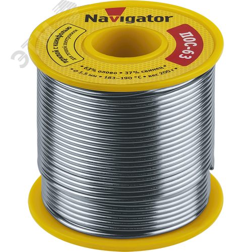 Изображение товара Припой NEM-Pos05-63K-1.5-K200 (ПОС-63, катушка, 1.5 мм, 200 гр) Navigator (шт)