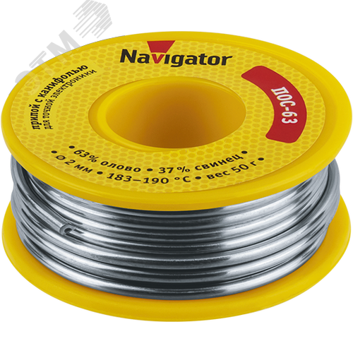Изображение товара Припой NEM-Pos05-63K-2-K50 (ПОС-63, катушка, 2 мм, 50 гр) Navigator (шт)