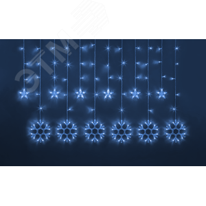 Гирлянда новогодняя светодиодная NGF-D032-03 бахрома звезды и снежинки Blue 2.5*1м IP20