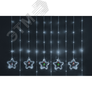 Изображение товара Гирлянда светодиодная новогодняя NGF-D035-02 бахрома звезды и фигурки CW 3x0.6 м IP20 (шт)