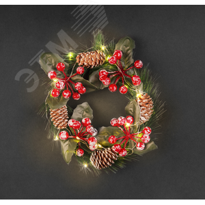 Гирлянда светодиодная новогодняя NGF-D041-01 венок-шишки - фото 1