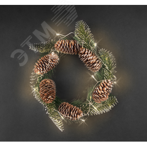 Гирлянда светодиодная новогодняя NGF-D041-02 венок-шишки и ягоды - фото 1