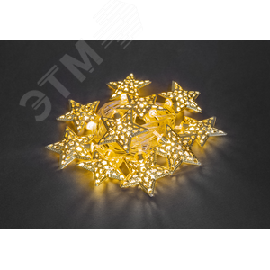 Гирлянда светодиодная новогодняя NGF-D042-02 нить золотые звезды WW 1.6 м IP20 - фото 1