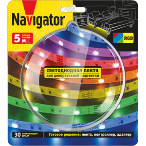 Комплект светодиодной ленты 7.2Вт/м 12В RGB IP20 30LED/м NLS-SET-02 5м - фото 2