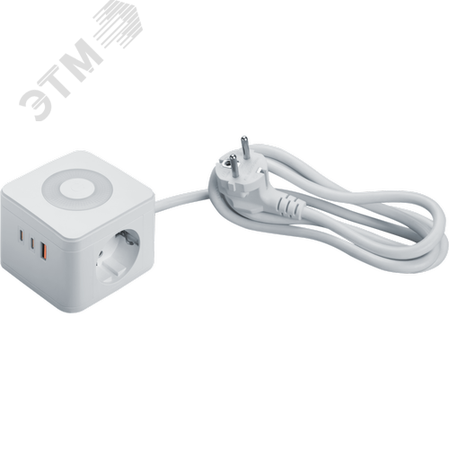 Удлинитель бытовой NPE-USB06-02-140-ESC-3X1-PD20W 2 розетки с/з 1,4м ПВС 3х1мм 1хUSB-A+2xUSB-C быстрая зарядка ночник - фото 1