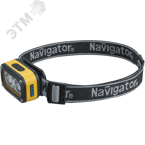 Фонарь светодиодный NPT-H43-ACCU 1LED белый, 3 Вт + 1 LED желтый, 3Вт налобный аккумуляторный - фото 1