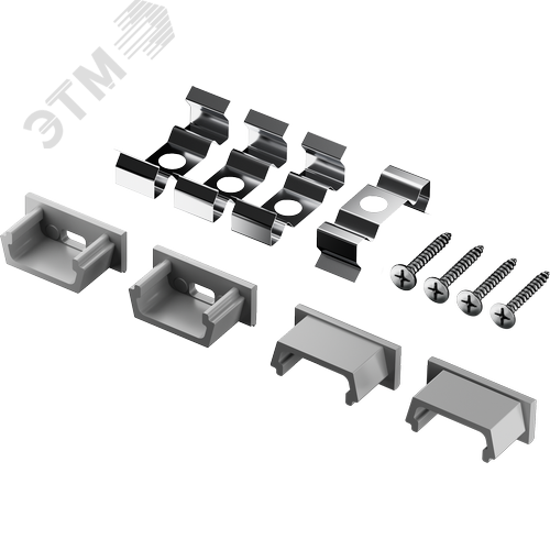Профиль накладной алюминиевый 2м матовый экран 4 заглушки 4 крепежа 6мм для светодиодных лент NPR-01-SET - фото 2