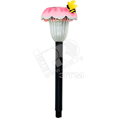 Светильник светодиодный уличный ДТУ Пчела на цветке LEDх1 столб-0.35м солнечная батарея IP44 пластик GL17 FERON