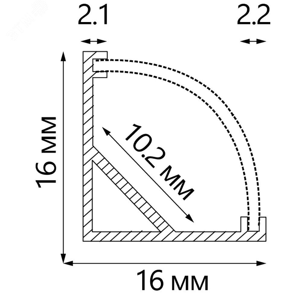 Профиль угловой алюминиевый 2м с матовым экраном 2 заглушки 4 крепежа для светодиодных лент CAB280 FERON - превью 3