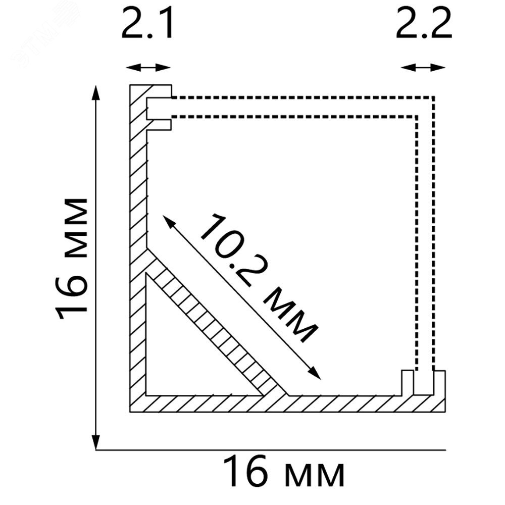 Профиль угловой алюминиевый 2м матовый экран 2 заглушки 4 крепежа для светодиодных лент CAB281 FERON - превью 3
