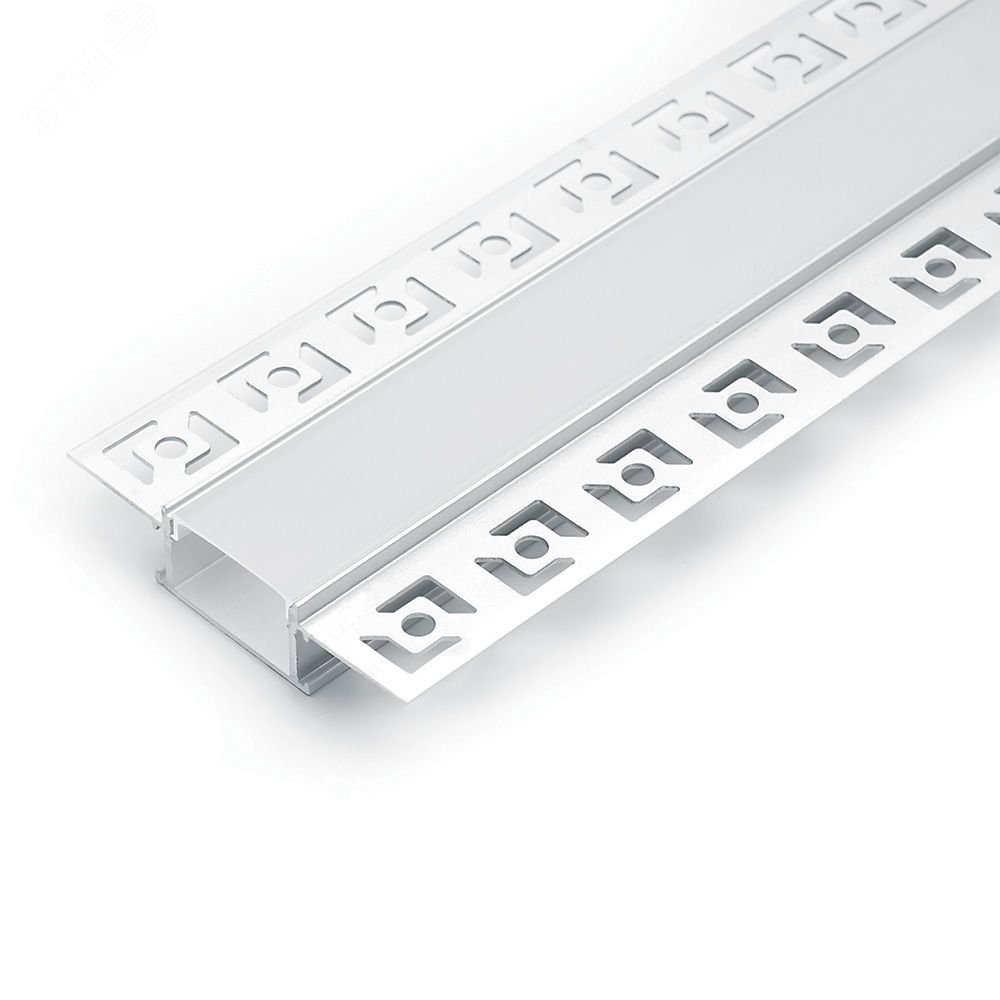Профиль встраиваемый скрытый алюминиевый 2м серебро матовый экран 2 заглушки для светодиодных лент Feron CAB254 FERON - превью