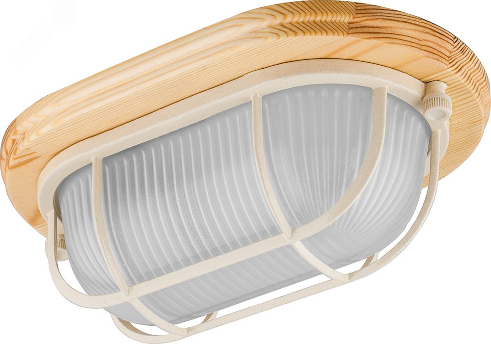 Изображение товара Светильник накладной IP54 с кленовым цветом и решеткой 60Вт Е27 для влажных помещений