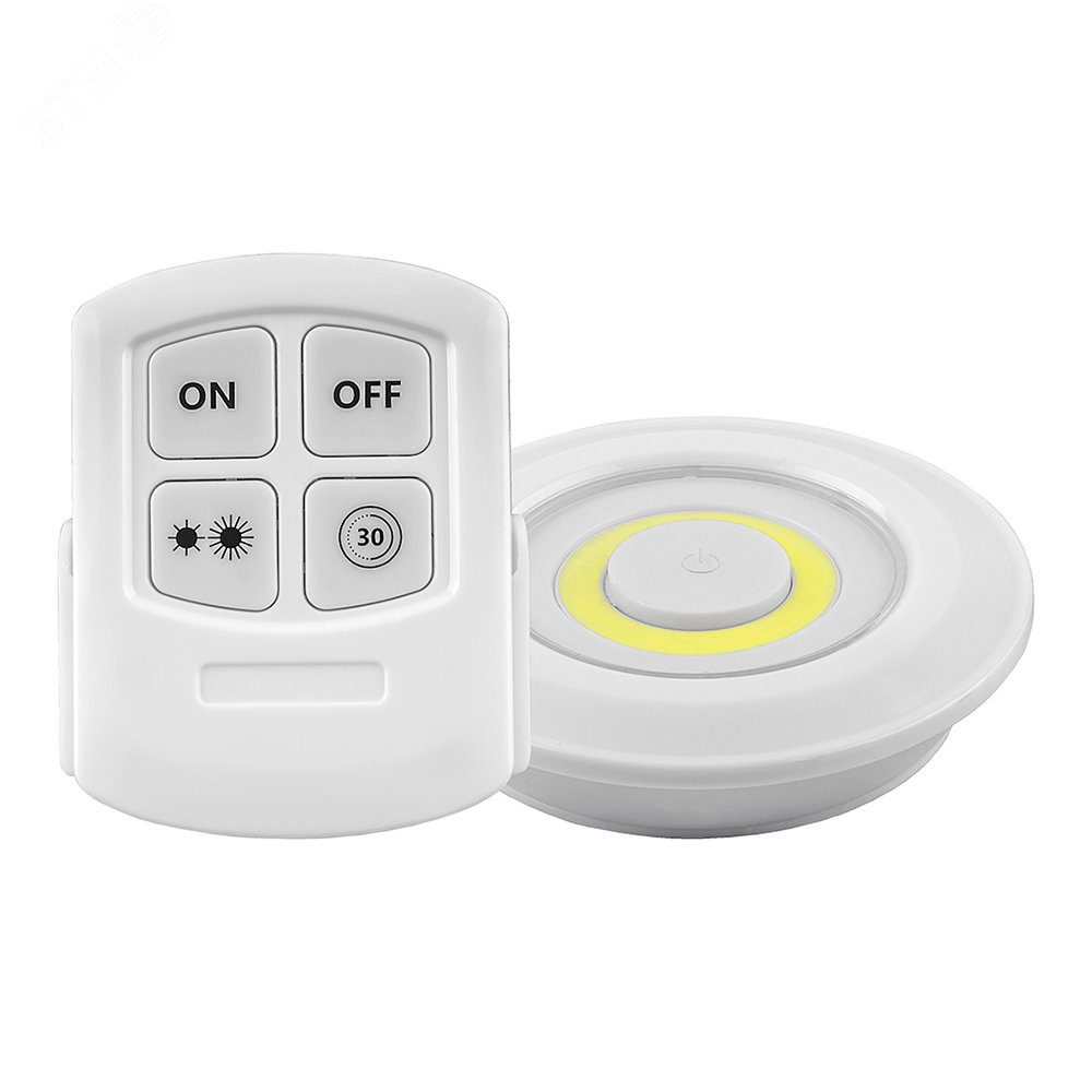 Светодиодный светильник кнопка 3w белый (3шт в блистере) с пультом дистанционного управления FN1207 FERON - превью 2