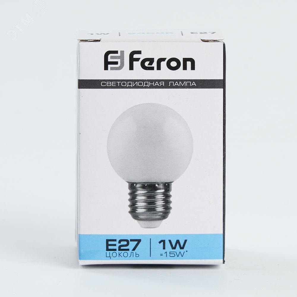 Лампа светодиодная LED 1вт Е27 белый 6400К (шар) LB-37 FERON - превью 4