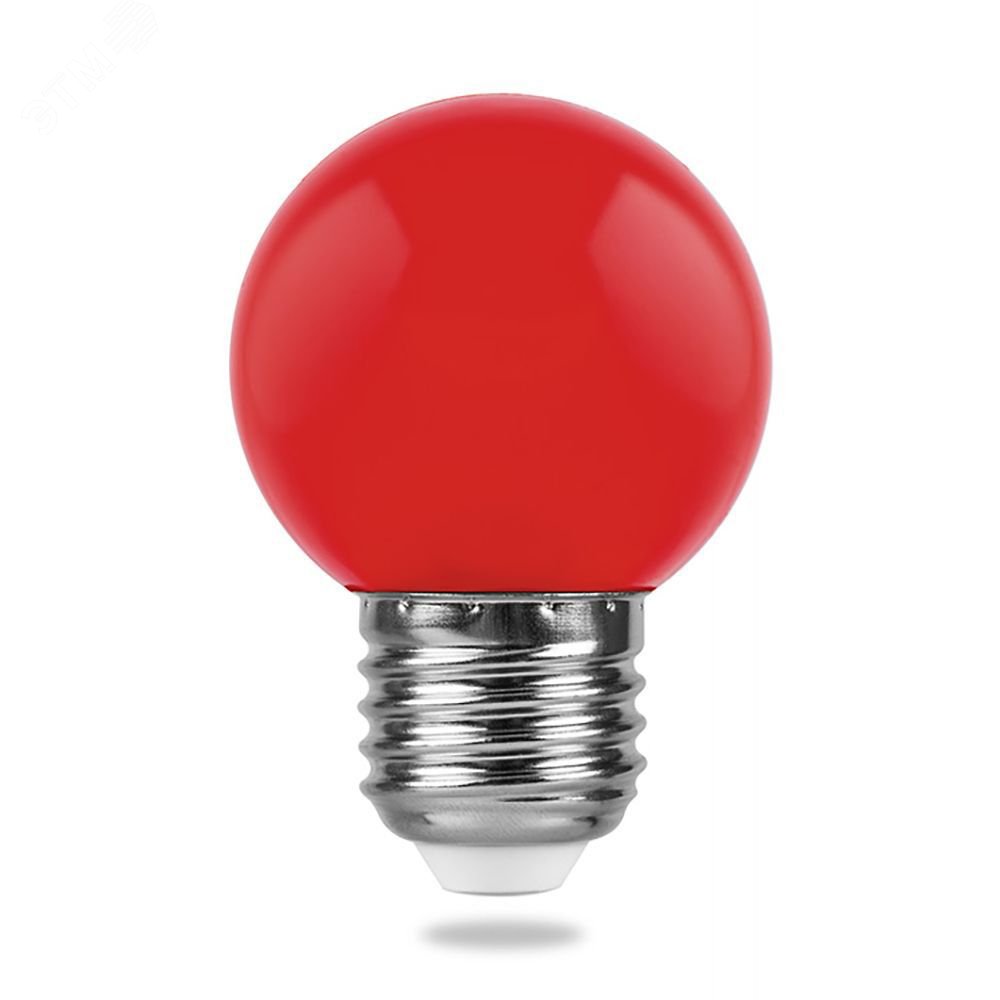 Лампа светодиодная LED 1вт Е27 красный (шар) LB-37 FERON - превью 2