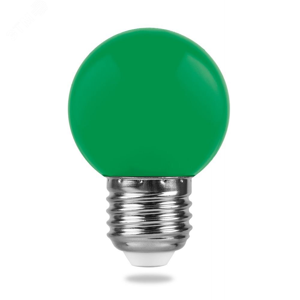 Лампа светодиодная LED 1вт Е27 зеленый (шар) LB-37 FERON - превью 2