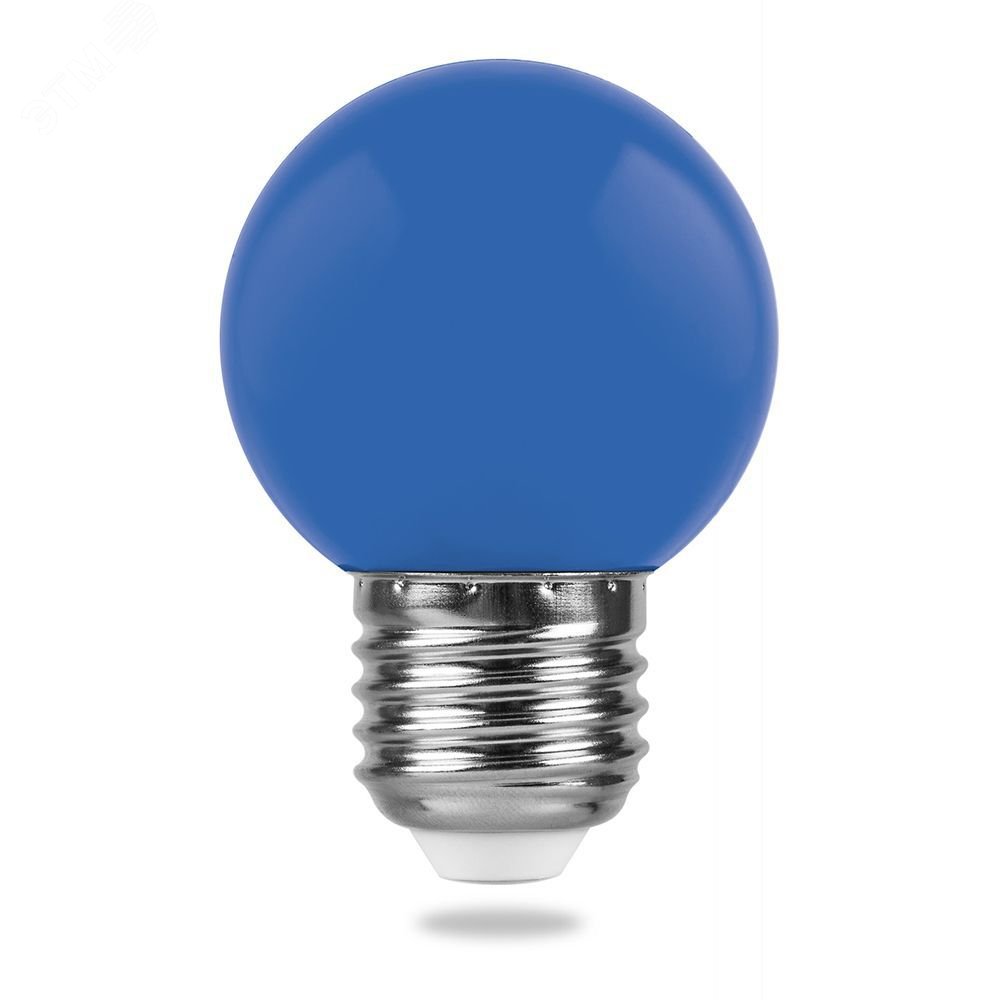 Лампа светодиодная LED 1вт Е27 синий (шар) LB-37 FERON - превью 2