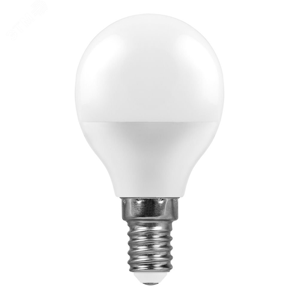 Лампа светодиодная LED 7вт Е14 белый шар LB-95 FERON - превью 2