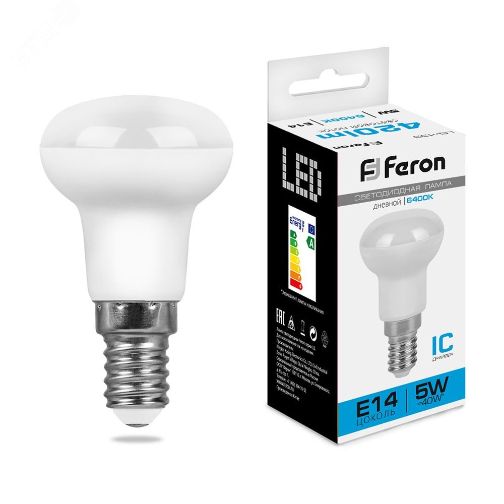 Лампа светодиодная LED зеркальная 5вт Е14 R39 дневной LB-439 FERON - превью