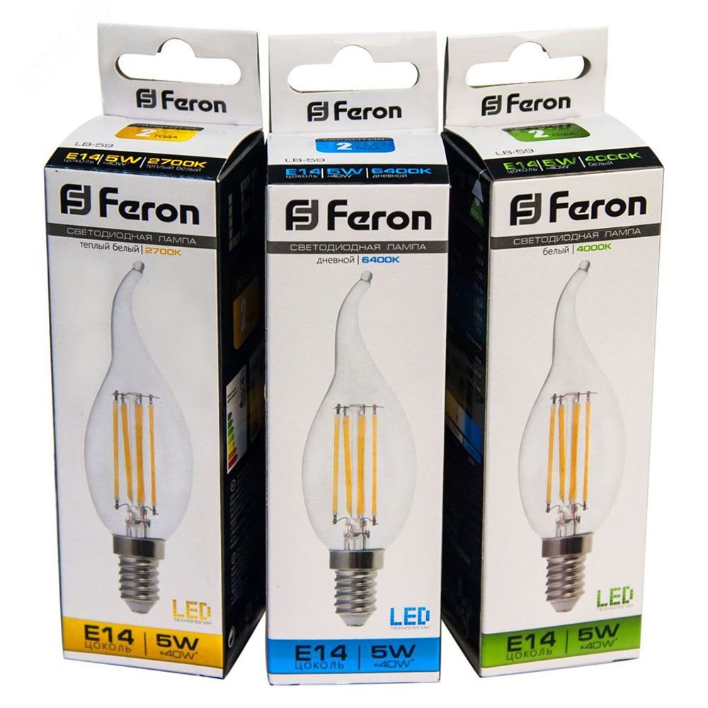 Лампа светодиодная LED 5вт Е14 теплый свеча на ветру FILAMENT LB-59 FERON - превью 3