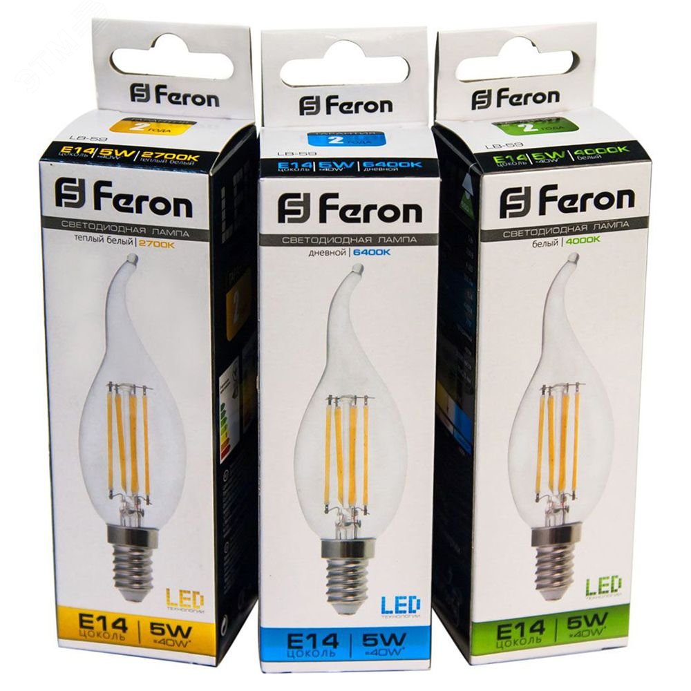 Лампа светодиодная LED 5вт Е14 белый свеча на ветру FILAMENT LB-59 FERON - превью 3