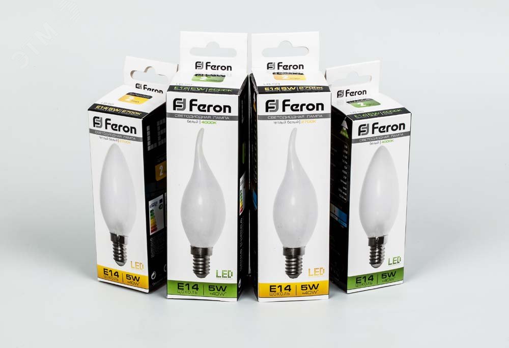 Лампа светодиодная LED 5вт Е14 теплый матовая свеча FILAMENT LB-58 FERON - превью 2