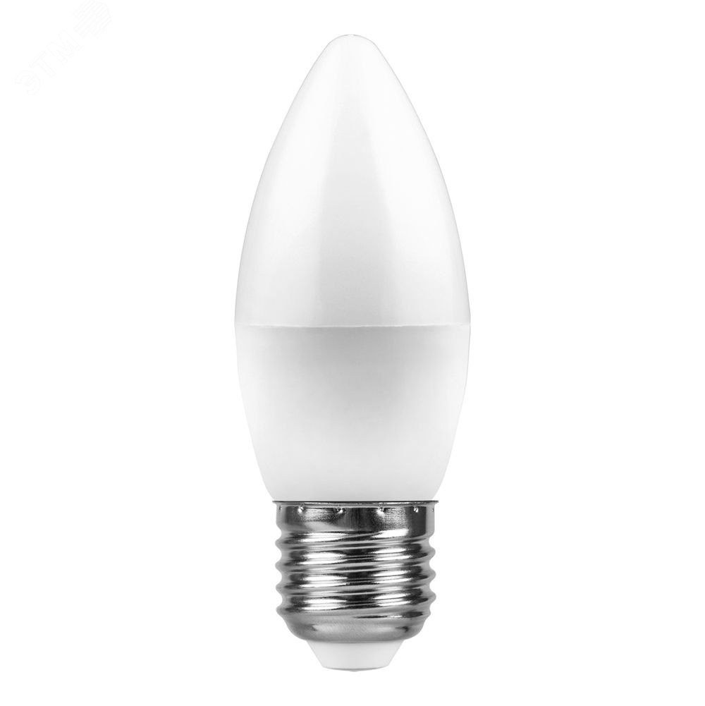 Лампа светодиодная LED 7вт Е27 белый матовая свеча LB-97 FERON - превью 2