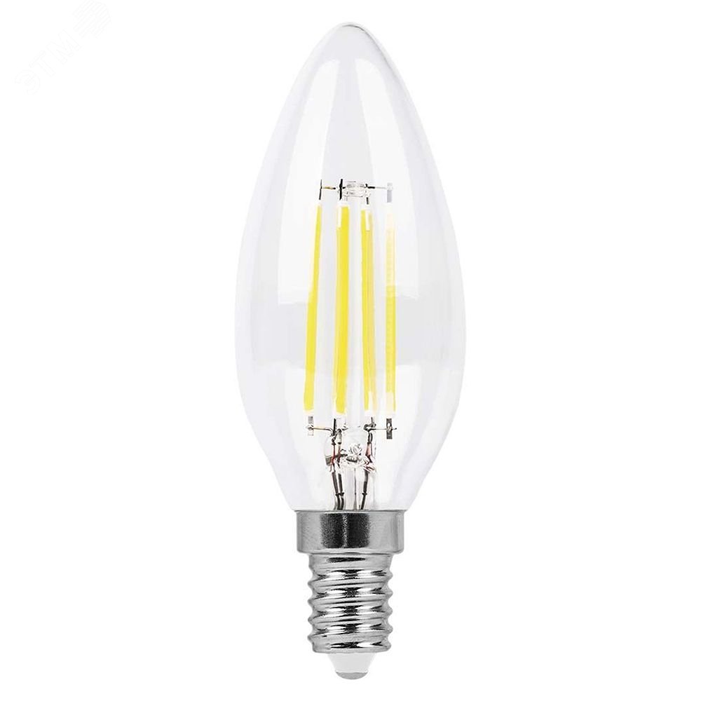 Лампа светодиодная LED 7вт Е14 теплый свеча FILAMENT диммируемая LB-166 FERON - превью 2