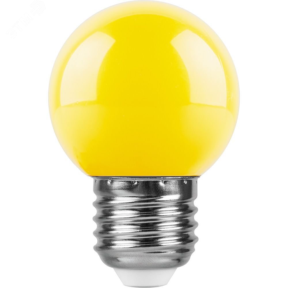 Лампа светодиодная LED 1вт Е27 желтый (шар) LB-37 FERON - превью 2