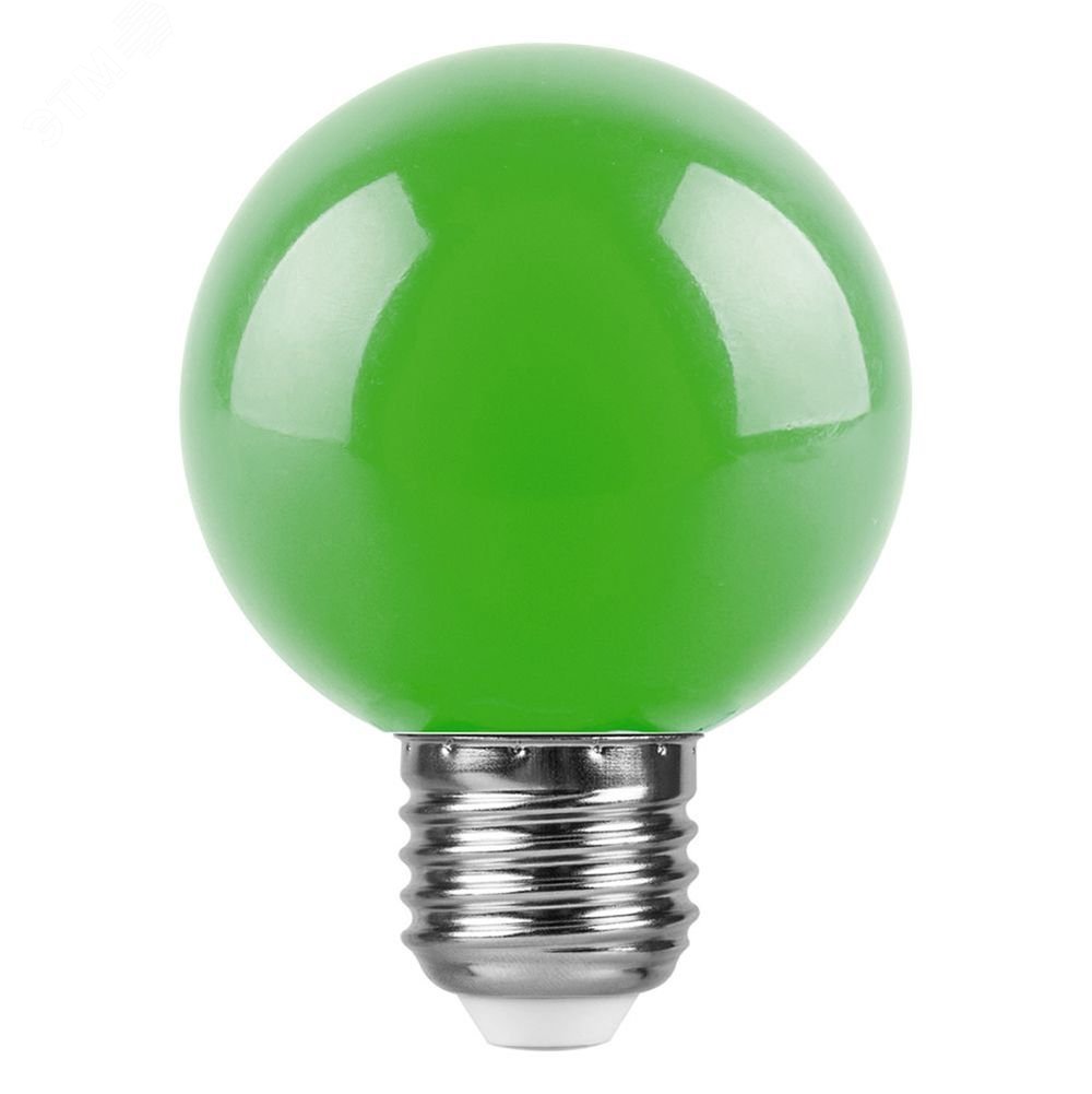 Лампа светодиодная LED 3вт Е27 зеленый шар G60 LB-371 FERON - превью 2