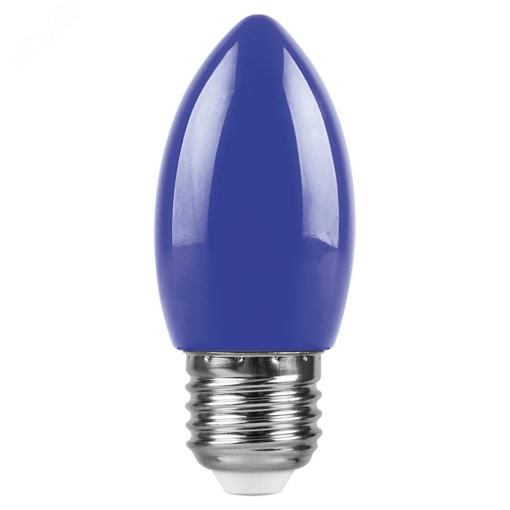 Лампа светодиодная LED 1вт Е27 синий свеча LB-376 FERON - превью 2