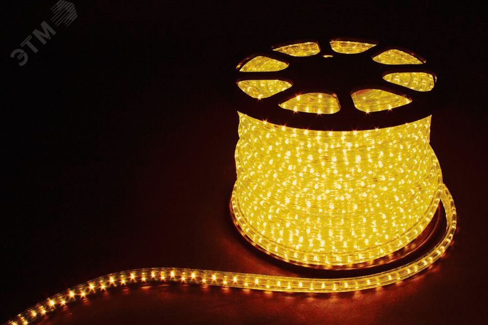 Дюралайт светодиодный LEDх72/м желтый трехжильный кратно 2м бухта 50м LED-F FERON - превью