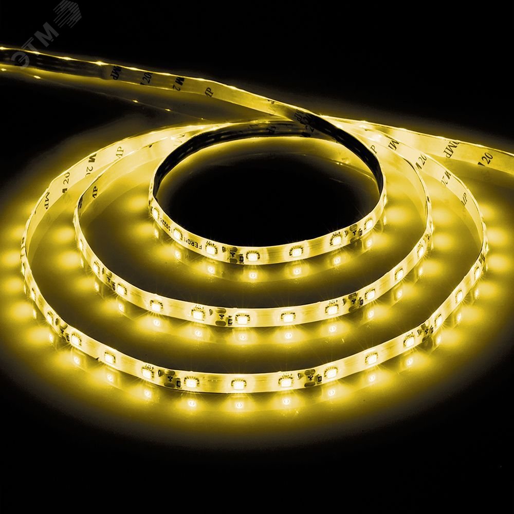 Лента светодиодная LEDх60/м 5м 4.8w/m 12в желтый LS603 желтый FERON - превью