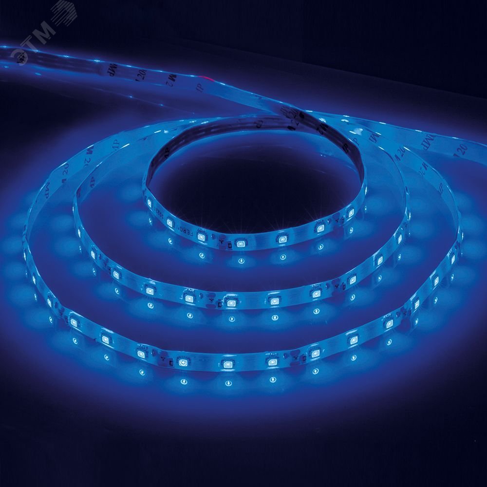 Лента светодиодная LEDх60/м 5м 4.8w/m 12в синий LS603 синий FERON - превью