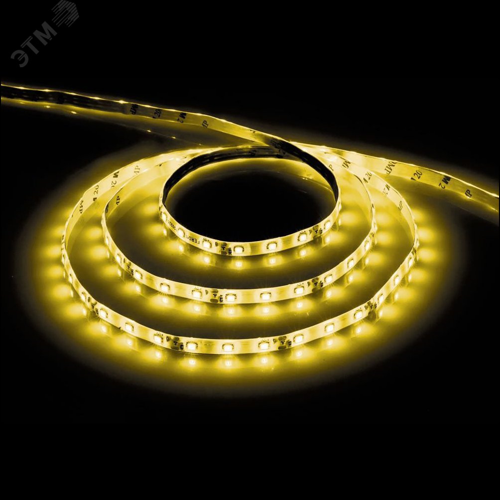 Лента светодиодная LEDх60/м 5м 4.8w/m 12в IP65 желтый LS604 желтый FERON - превью 2