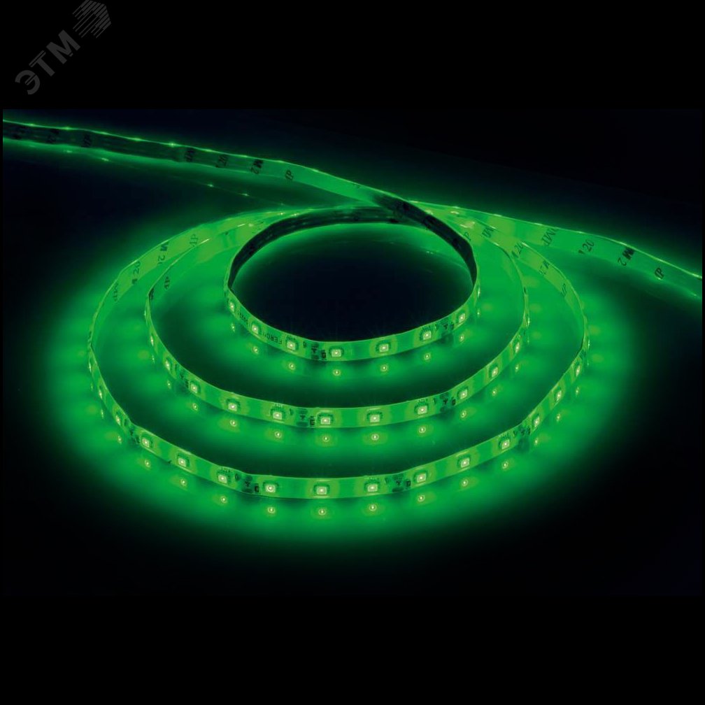 Лента светодиодная LEDх60/м 5м 4.8w/m 12в IP65 зеленый LS604 зеленый FERON - превью 2