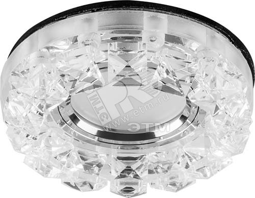 Светильник ИВО-50w 12в G5.3 со светодиодной подсветкой 2.5w RGB прозрачное с прозрачным стеклом CD2929 прозр/прозр.LED FERON